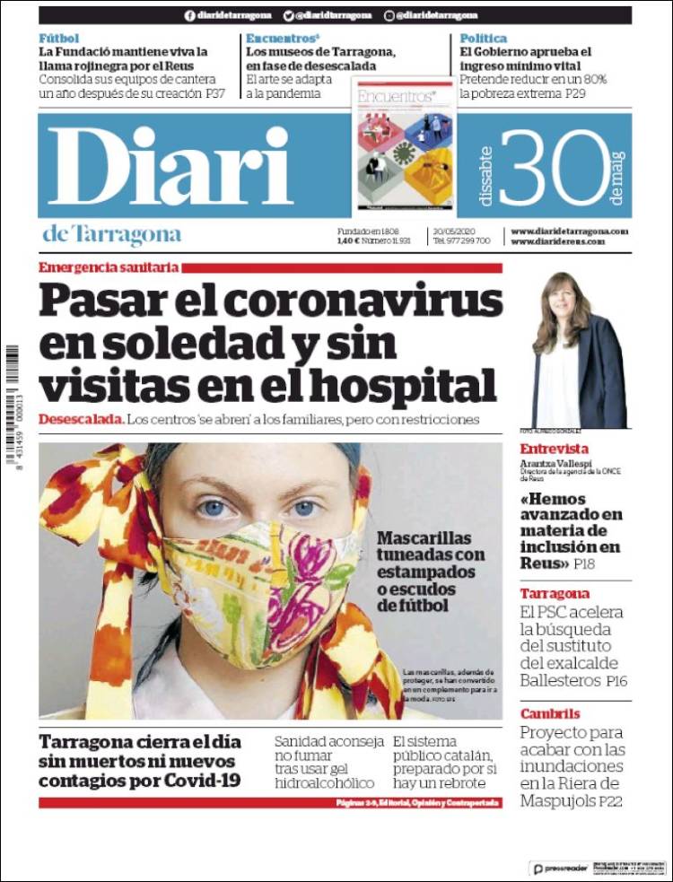 Portada de Diari de Tarragona (España)