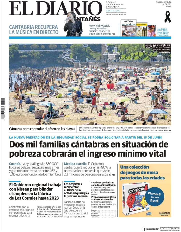 Portada de El Diario Montañés (España)