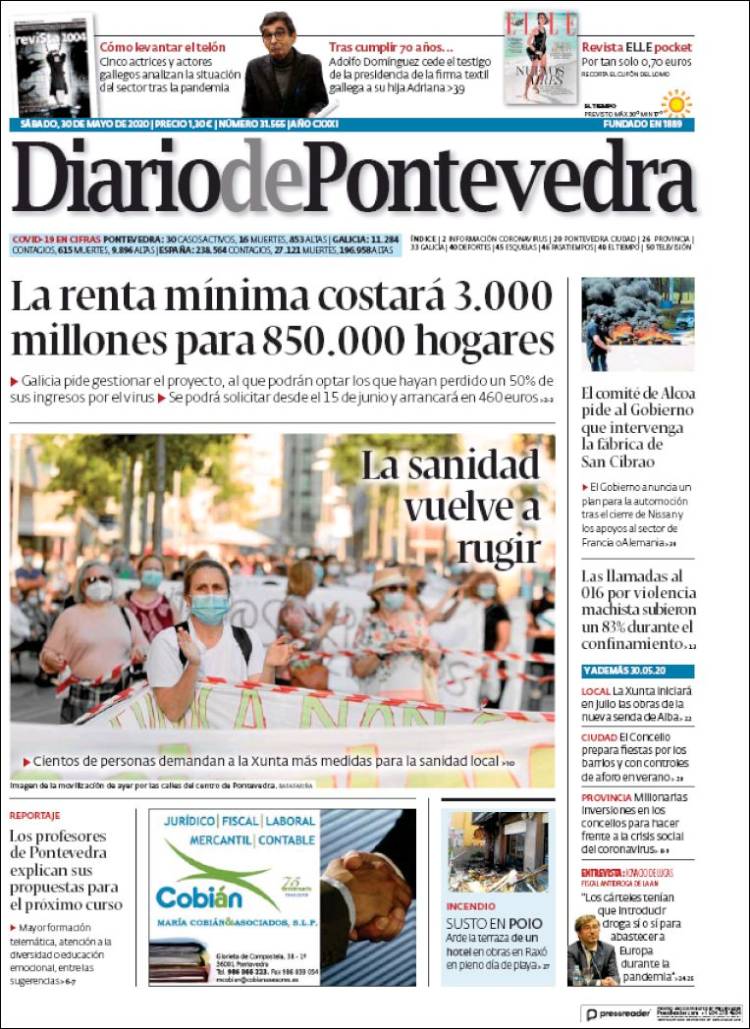 Portada de Diario de Pontevedra (España)