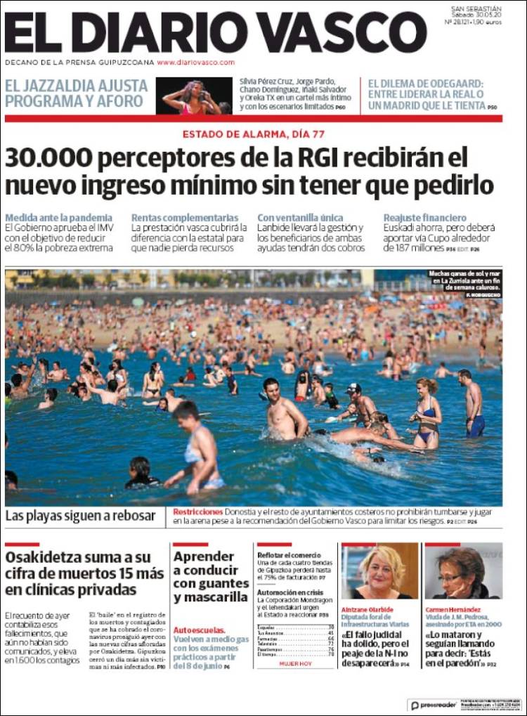 Portada de Diario Vasco (España)