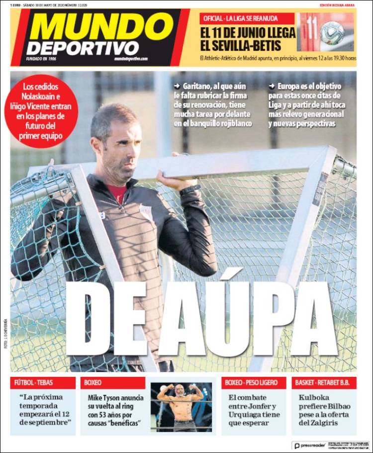 Portada de Mundo Deportivo Bizkaia (España)
