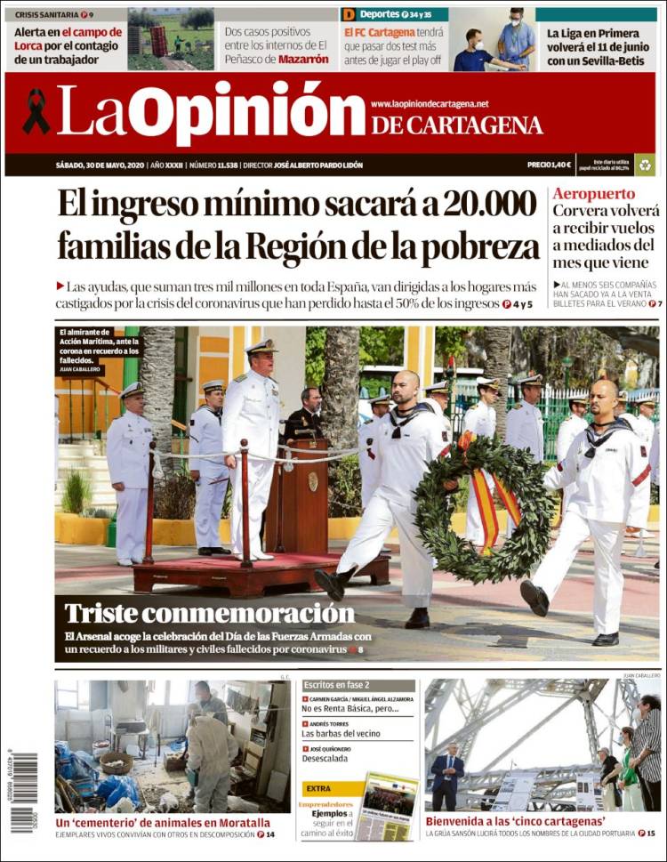 Portada de La Opinión de Murcia (España)