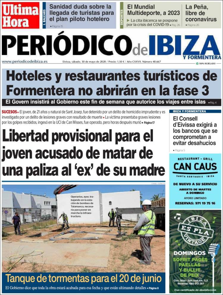 Portada de Periódico de Ibiza (España)