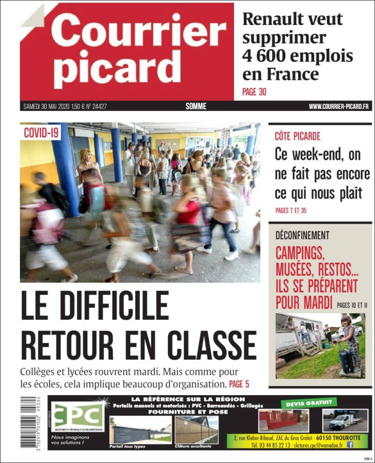 Portada de Courrier Picard (Francia)