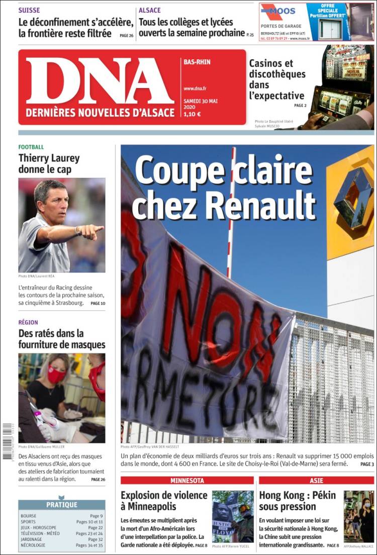 Portada de Les Dernières Nouvelles d'Alsace (France)