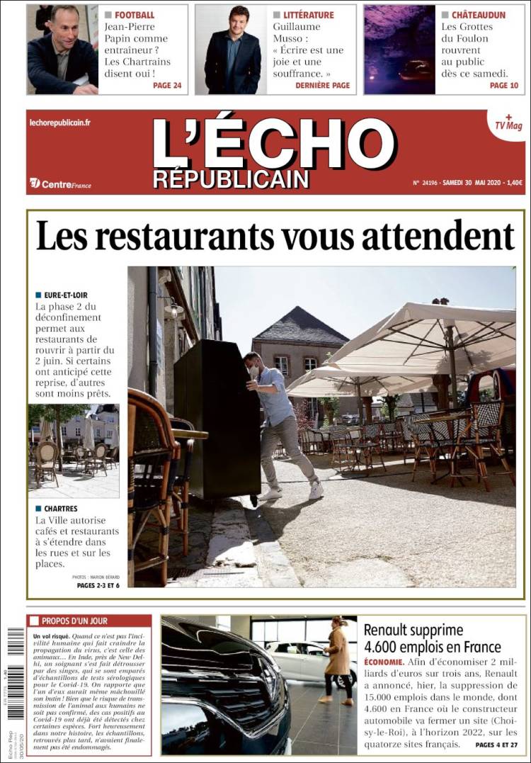 Portada de L'Echo Républicain (Francia)