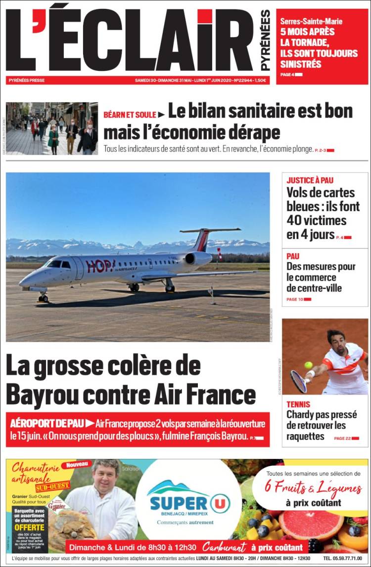 Portada de L'Eclair des Pyrénées (France)