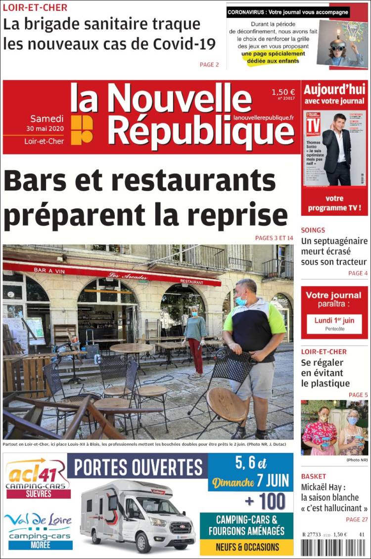 Portada de La Nouvelle Republique (Francia)