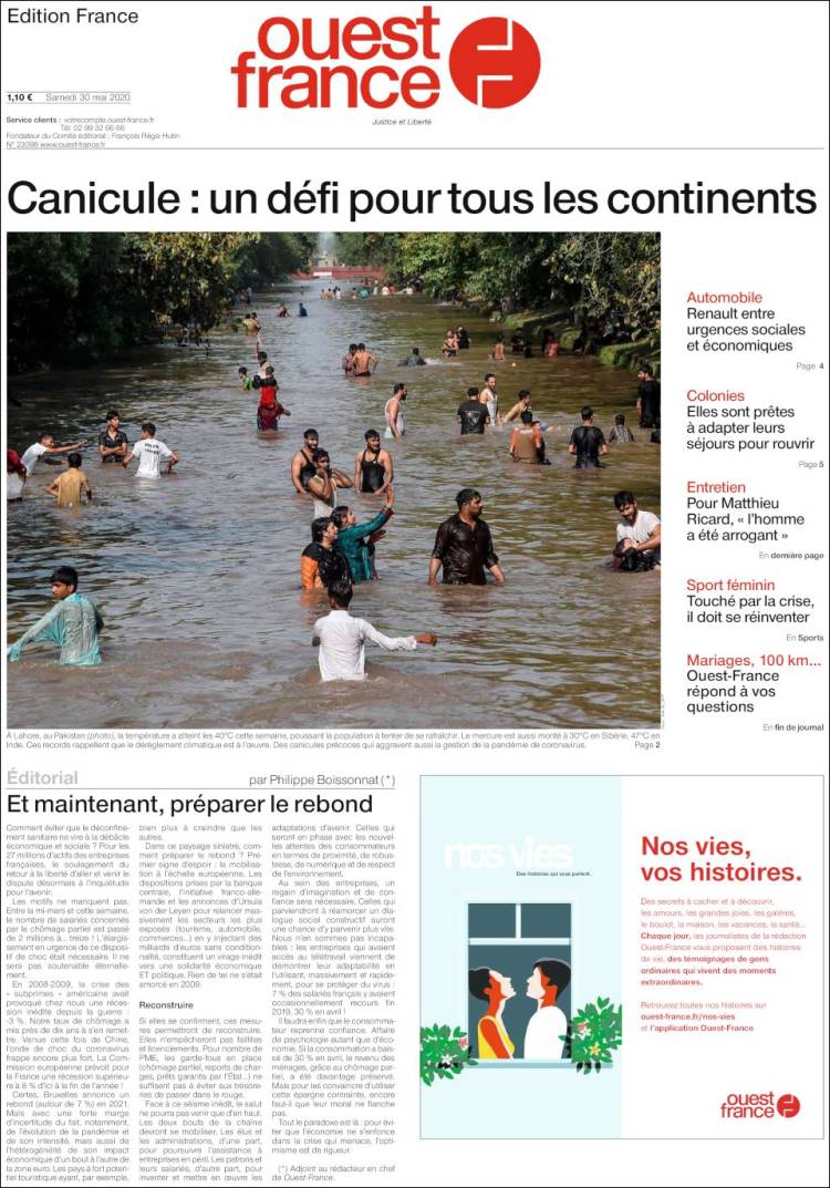 Portada de Ouest France (France)