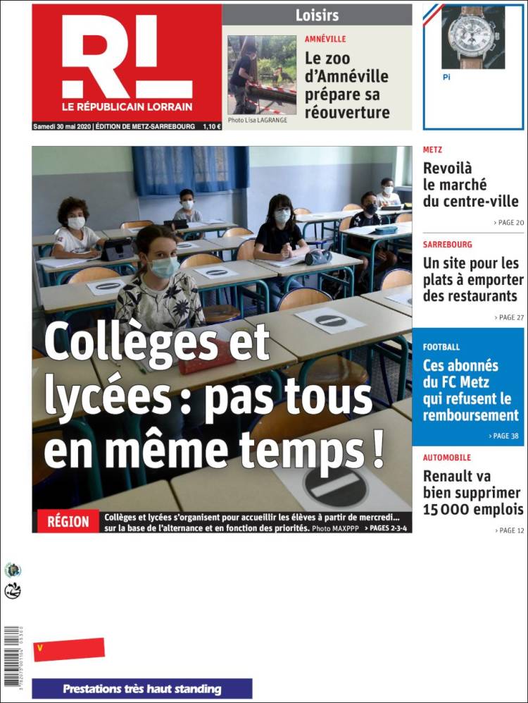 Portada de Le Republicain Lorrain (France)