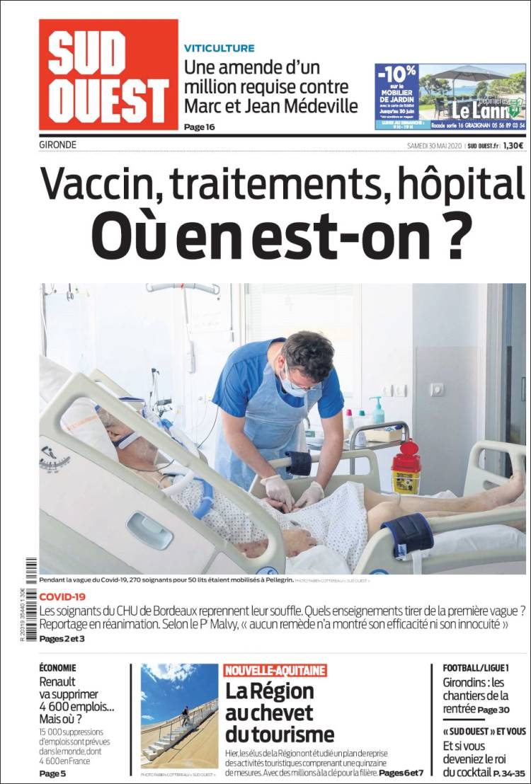 Portada de Sud Ouest (Francia)