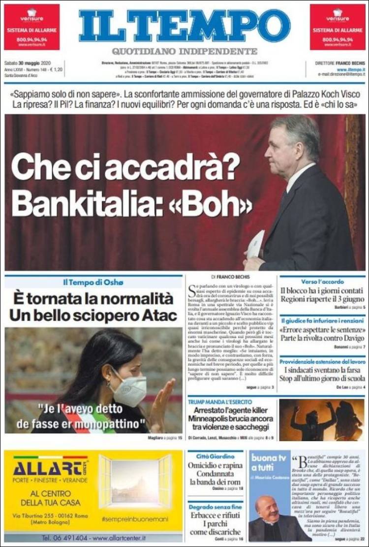 Portada de Il Tempo (Italia)