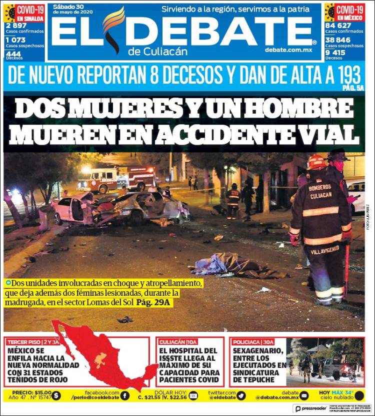 Portada de El Debate de Culiacán (M&eacute;xico)
