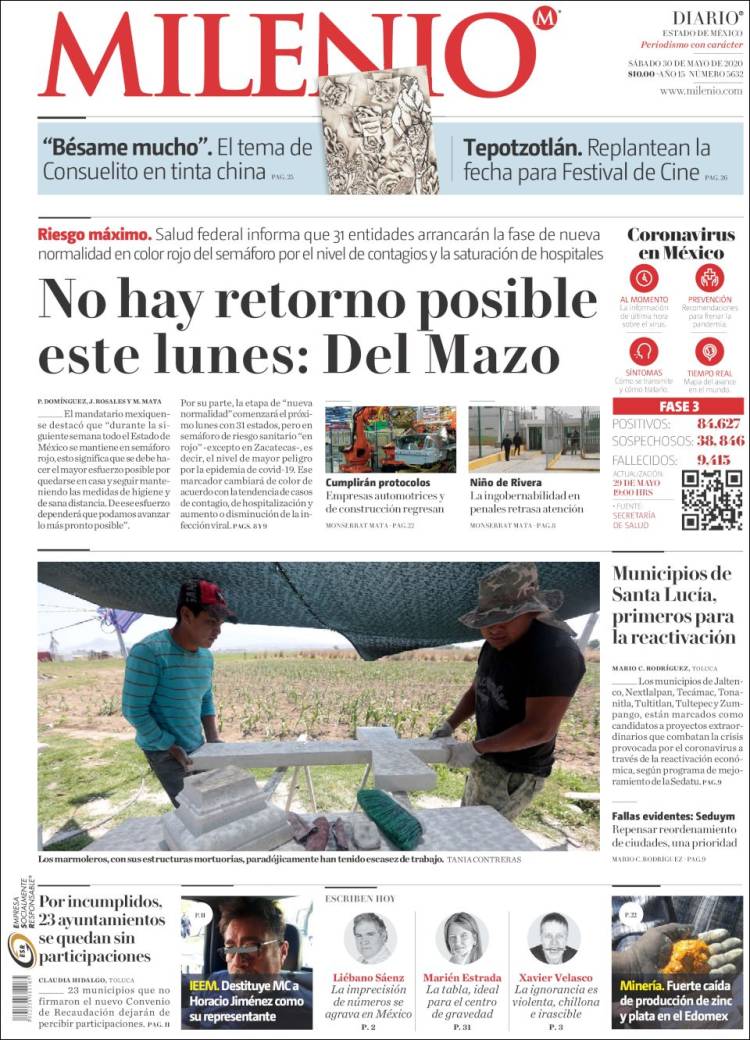 Portada de Milenio - Estado de México (M&eacute;xico)