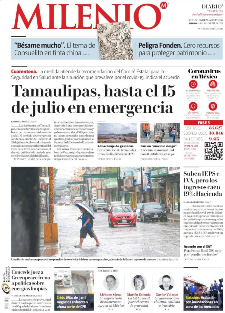 Portada de Milenio - Tamaulipas (M&eacute;xico)