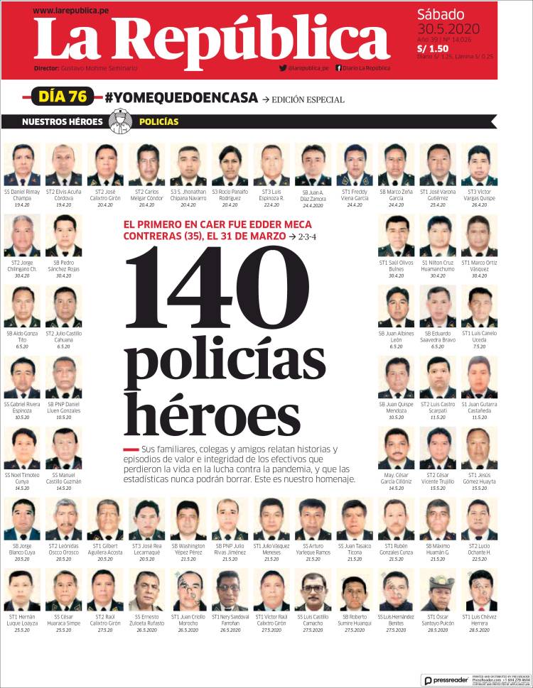 Portada de La Republica (Perú)