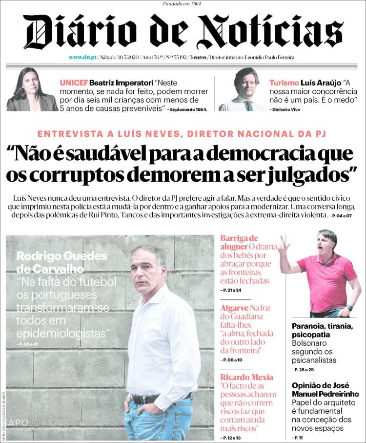 Portada de Diário de Noticias (Portugal)