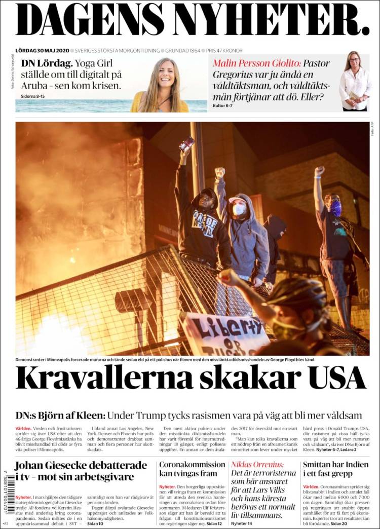 Portada de Dagens Nyheter (Suecia)