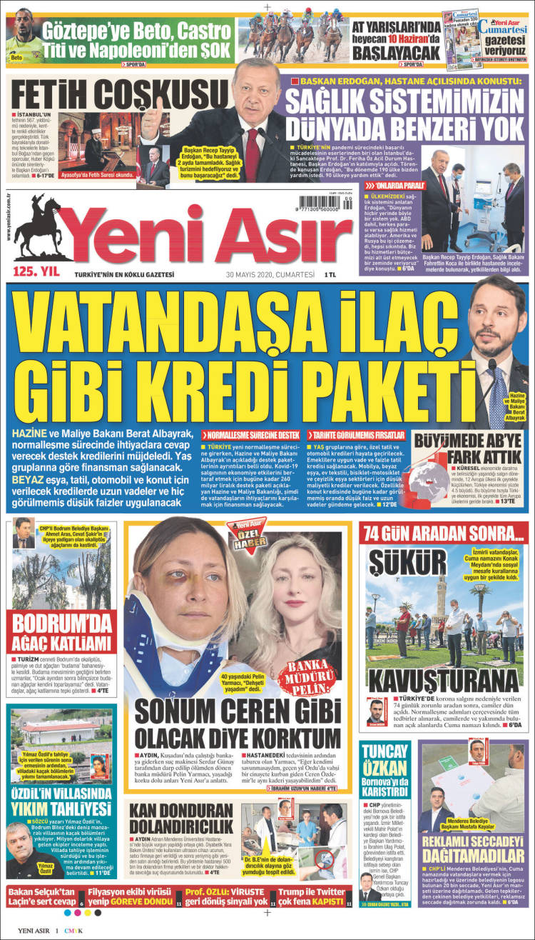 Portada de Yeni Asır (Turqu&iacute;a)