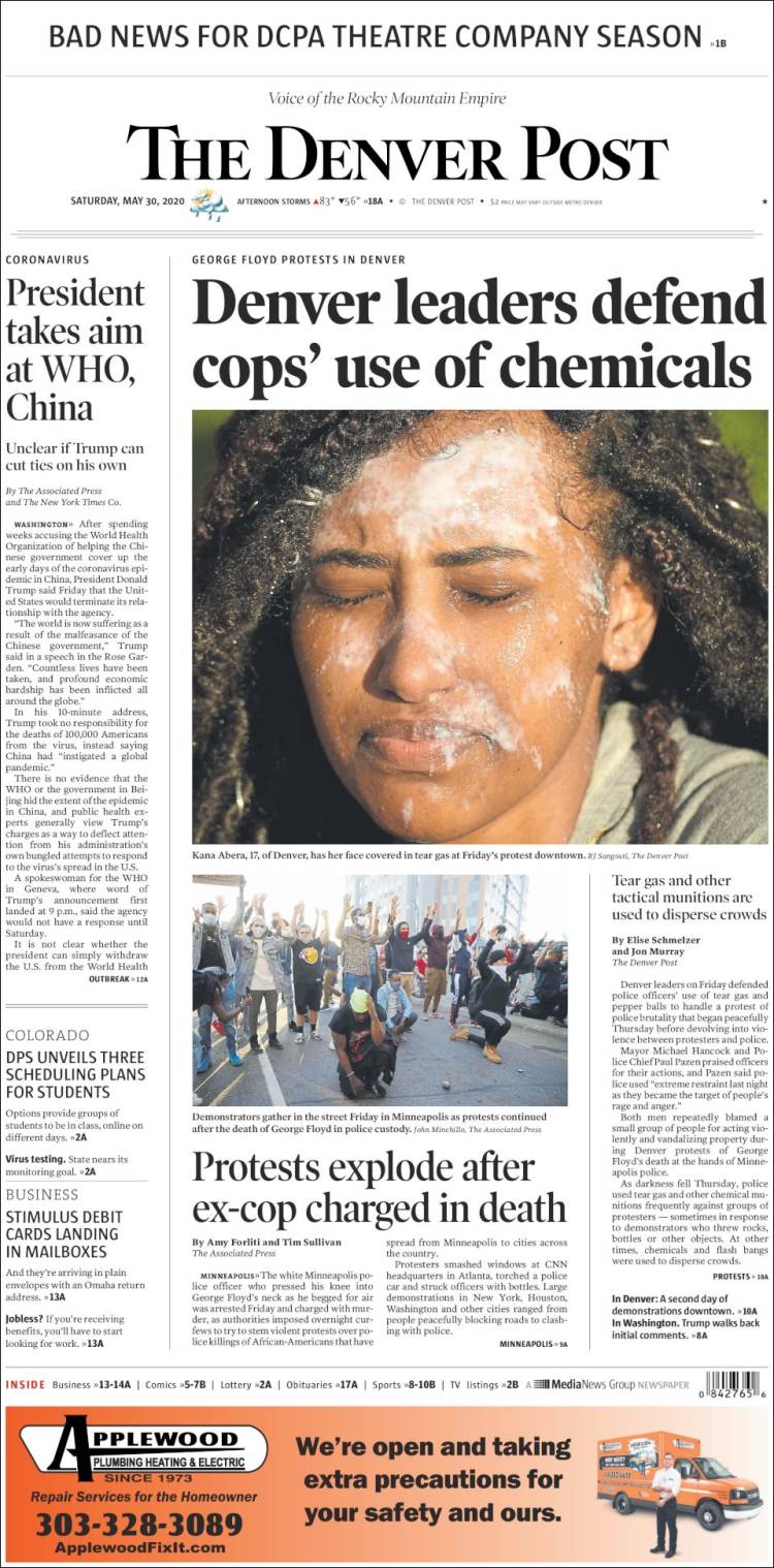 Portada de The Denver Post (USA)