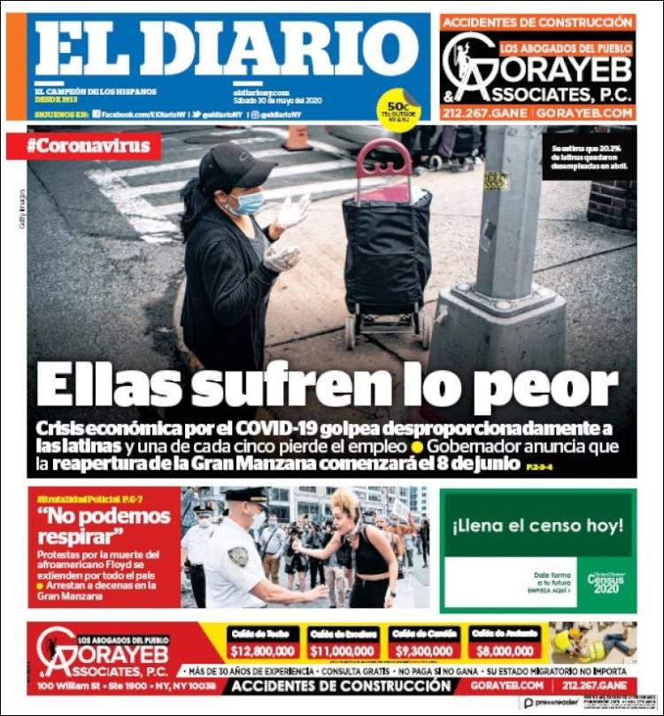 Portada de El Diario NY (USA)