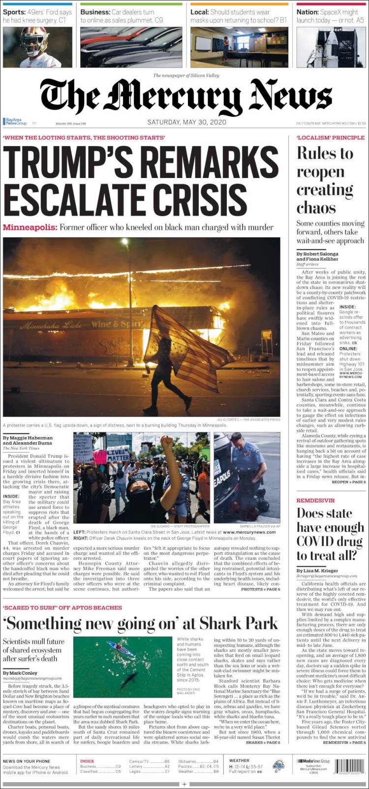 Portada de San Jose Mercury News (USA)