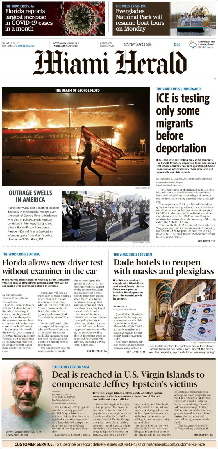 Portada de Miami Herald (USA)