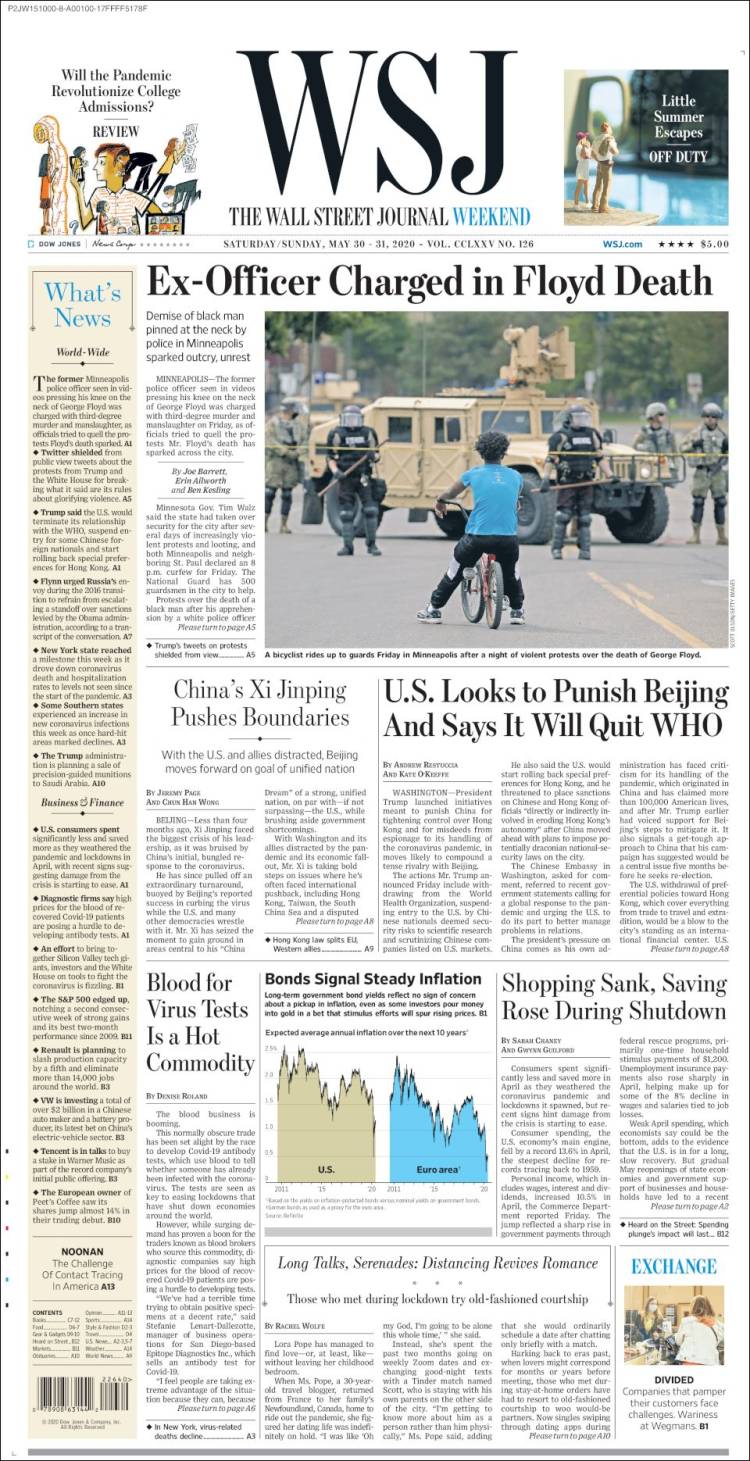 Portada de Wall Street Journal (USA)