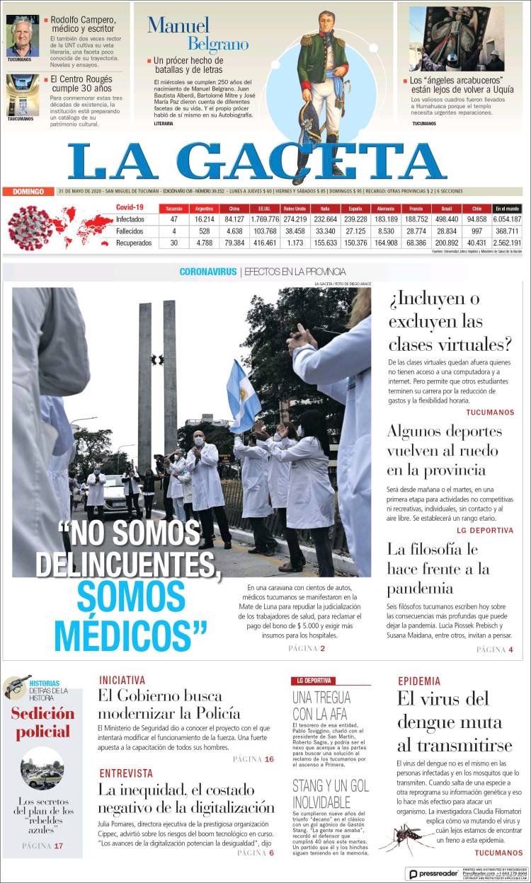 Portada de La Gaceta (Argentina)