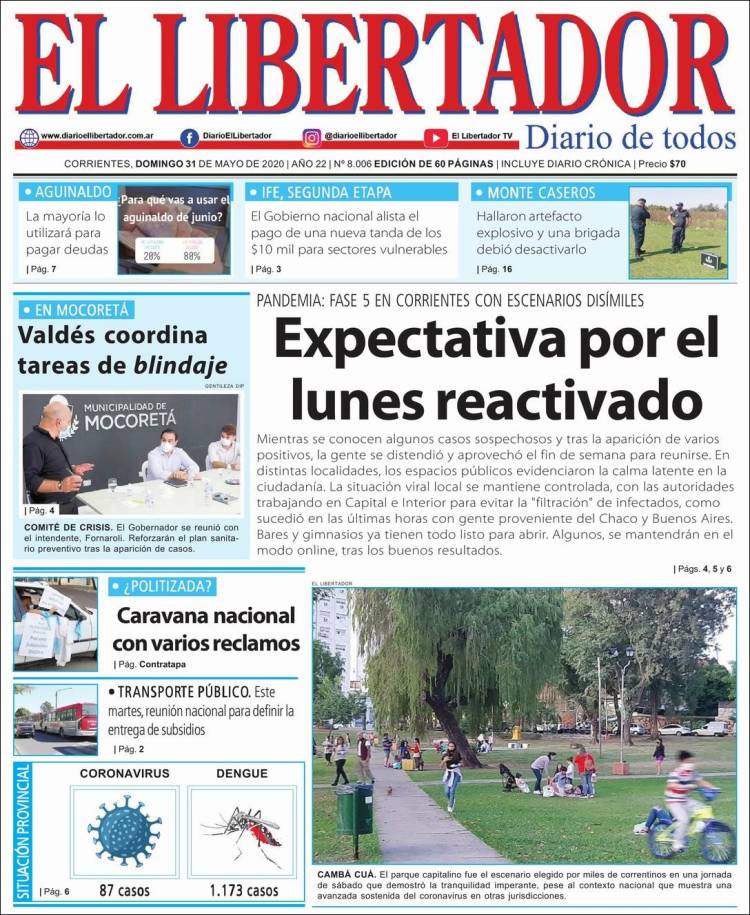 Portada de Diario El Libertador (Argentina)