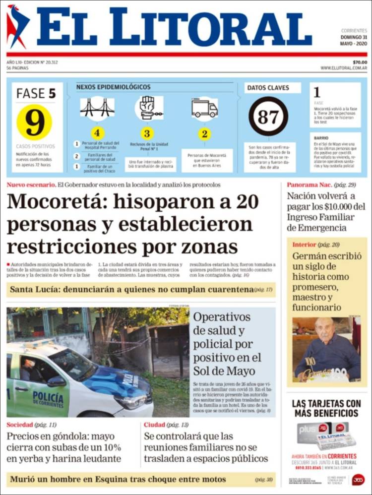 Portada de El Litoral Corrientes (Argentina)