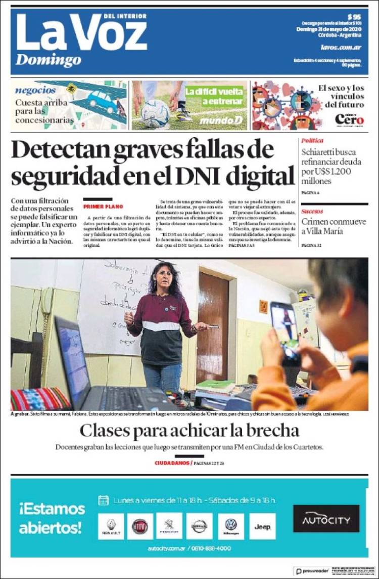 Portada de La Voz del Interior (Argentina)