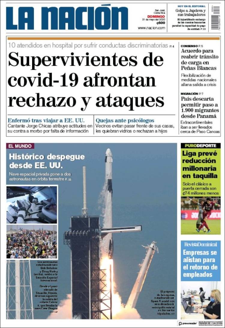 Portada de La Nación - Costa Rica (Costa Rica)