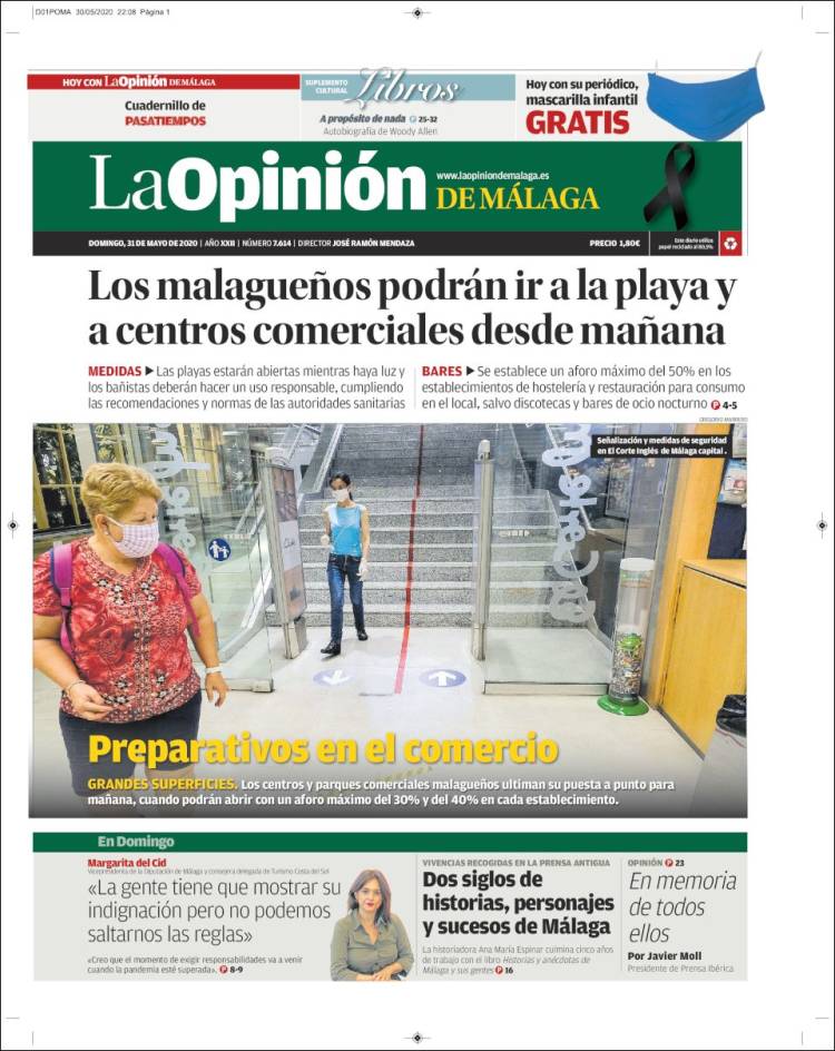 Portada de La Opinión de Málaga (España)