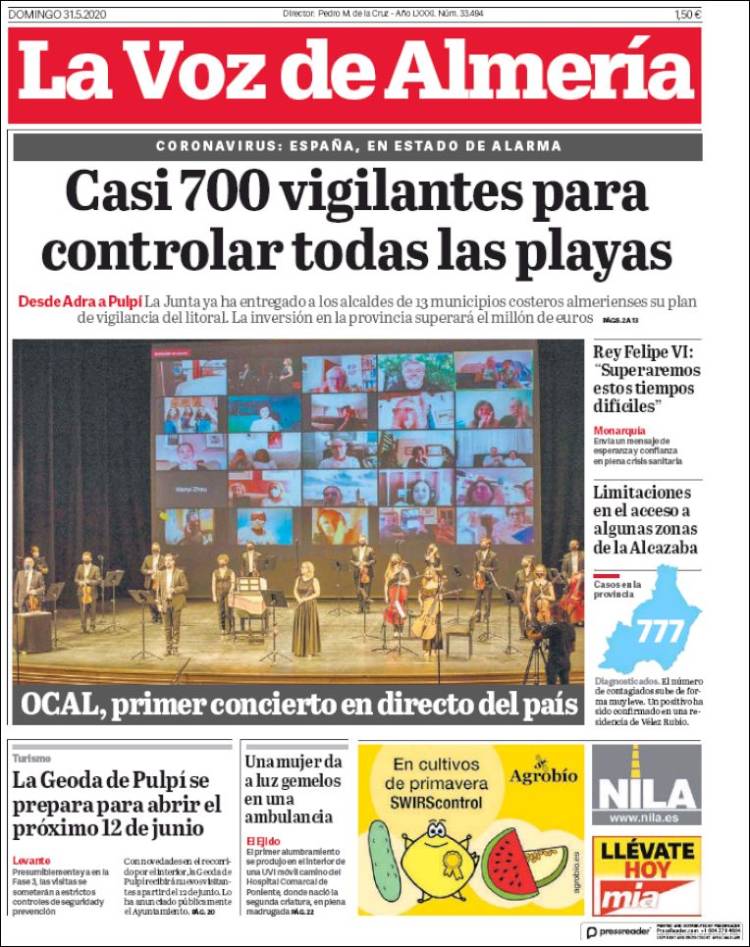 Portada de La Voz de Almería (España)