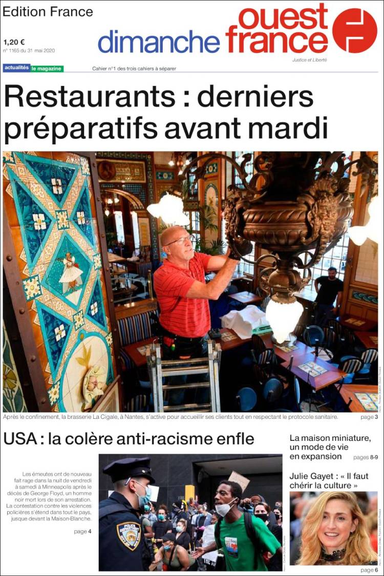 Portada de Ouest France (Francia)