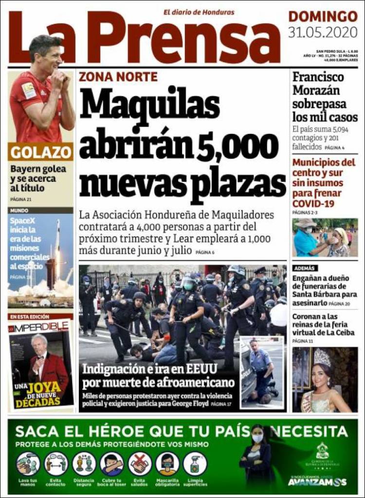 Portada de La Prensa (Honduras)