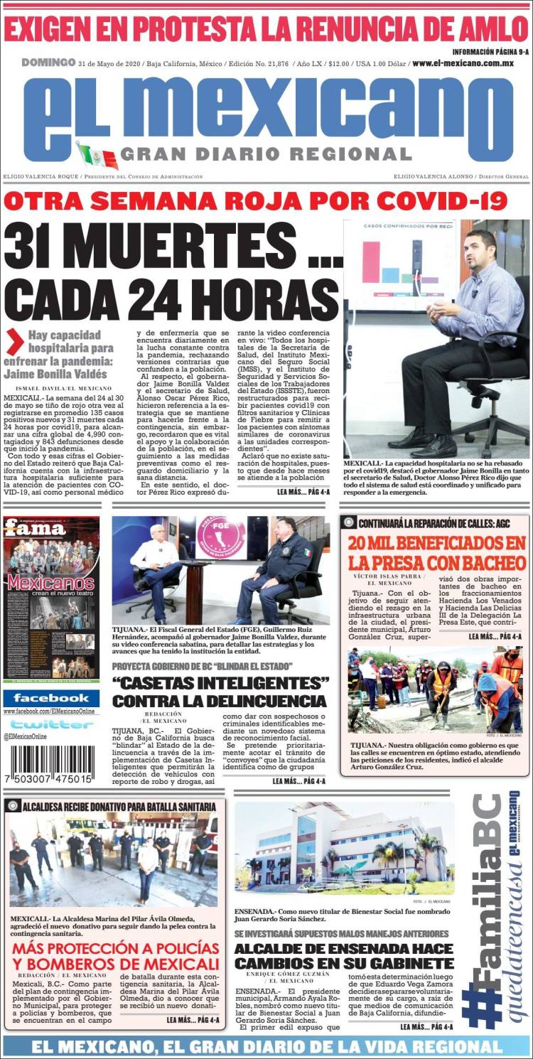 Portada de El Mexicano - El Gran Diario Regional (M&eacute;xico)