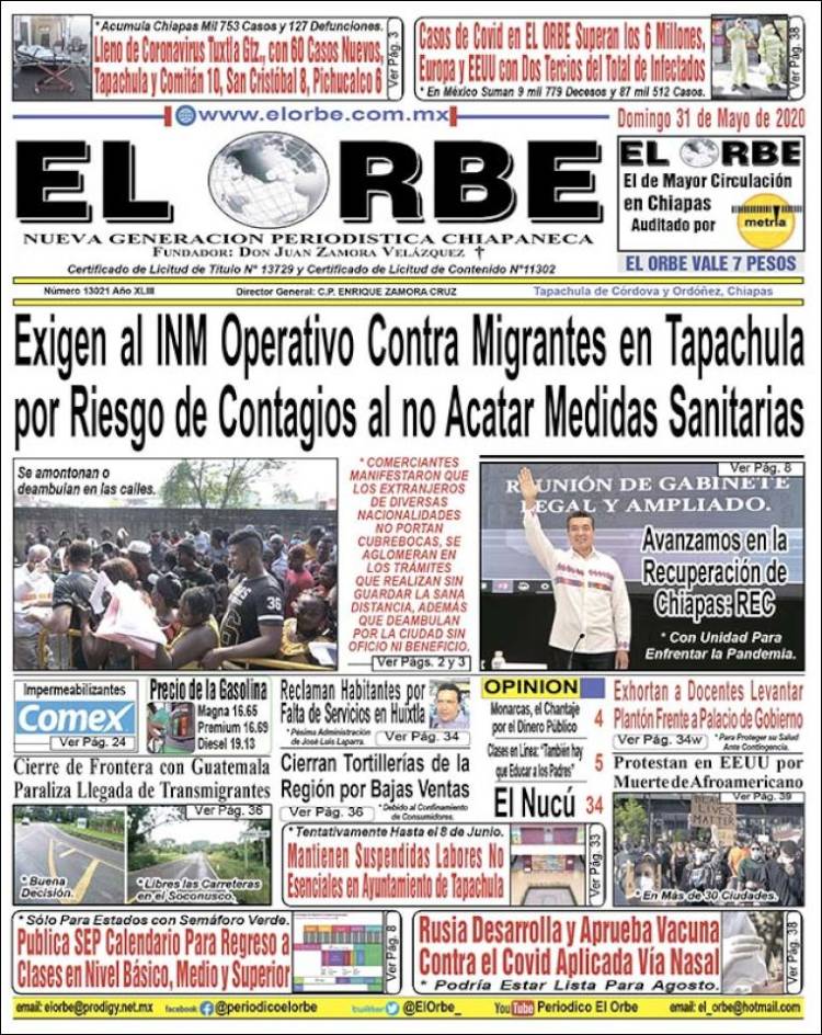 Portada de El Orbe (M&eacute;xico)