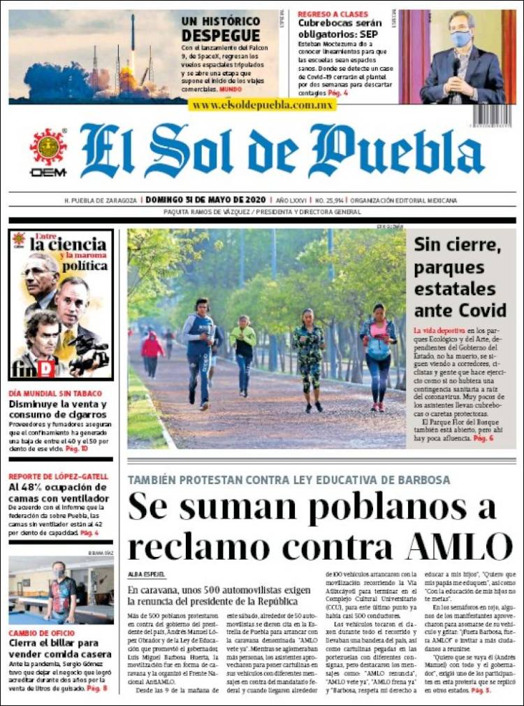 Portada de El Sol de Puebla (M&eacute;xico)