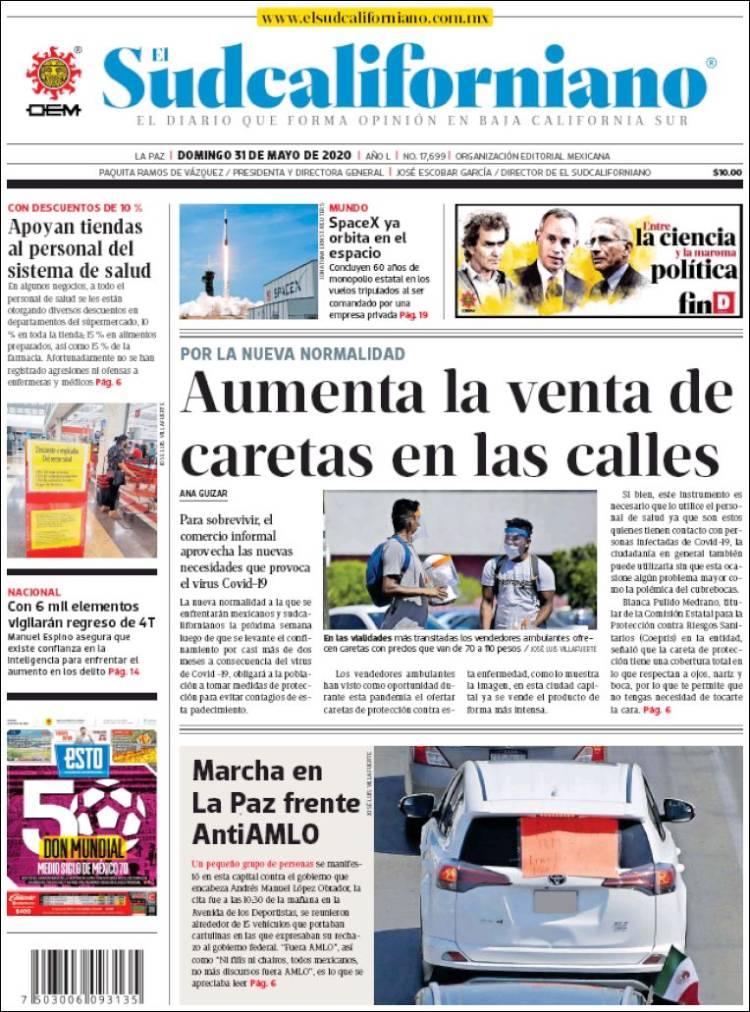 Portada de El Sudcaliforniano (M&eacute;xico)