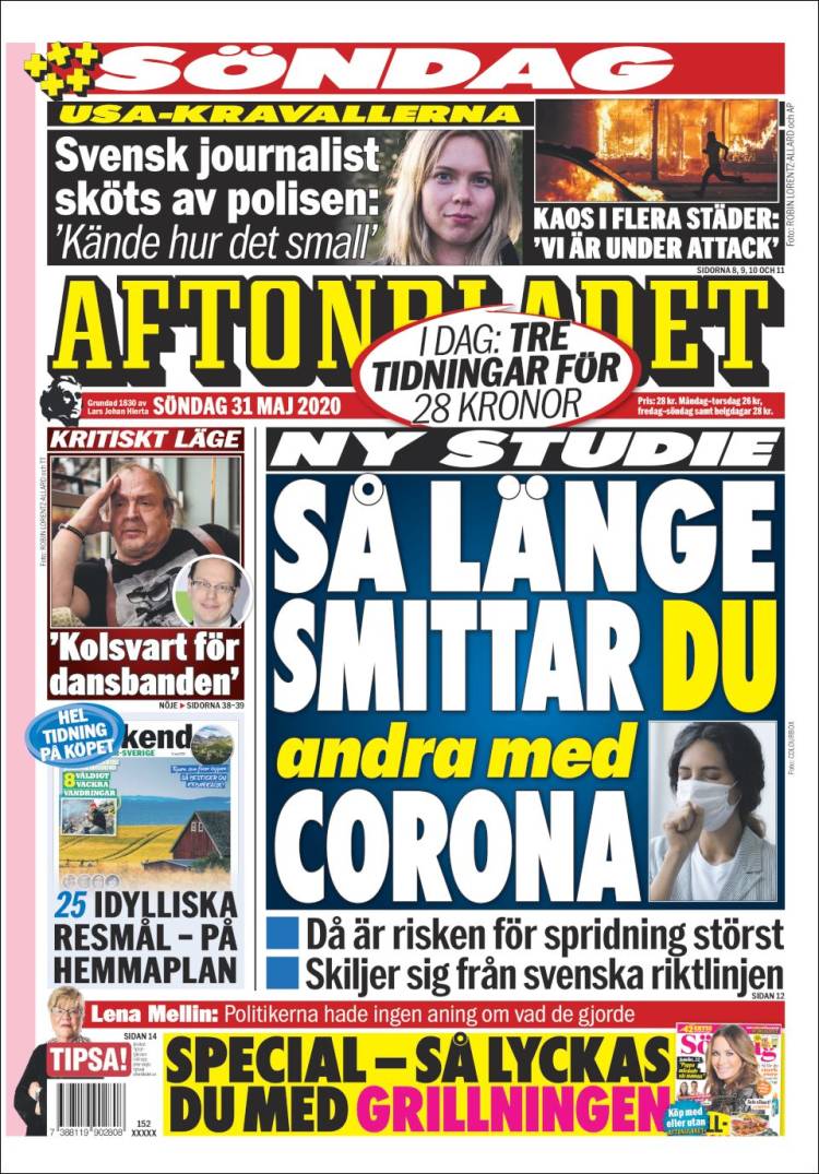 Portada de Aftonbladet (Suecia)