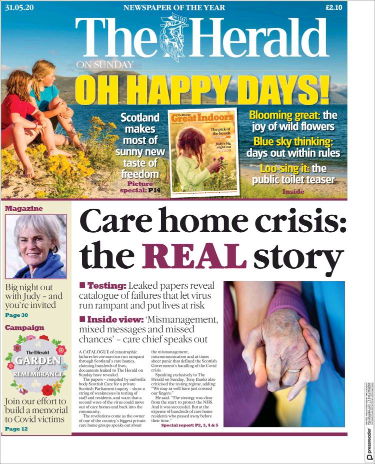 Portada de The Herald (Reino Unido)