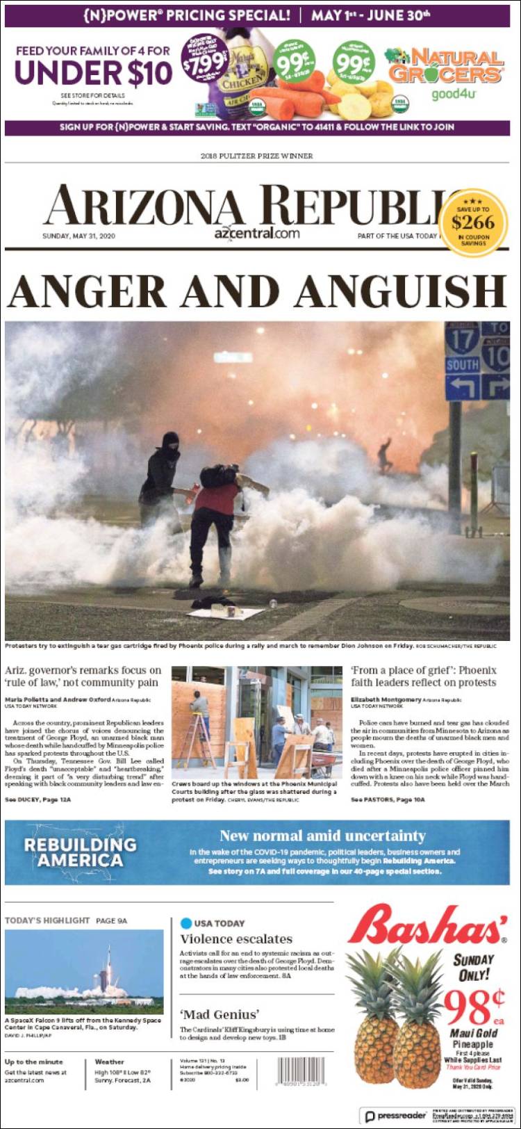 Portada de Arizona Republic News (USA)