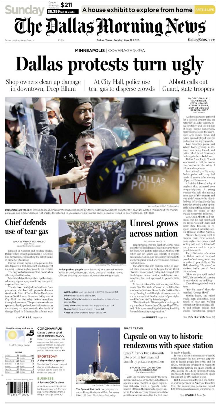 Portada de Dallas Morning News (USA)