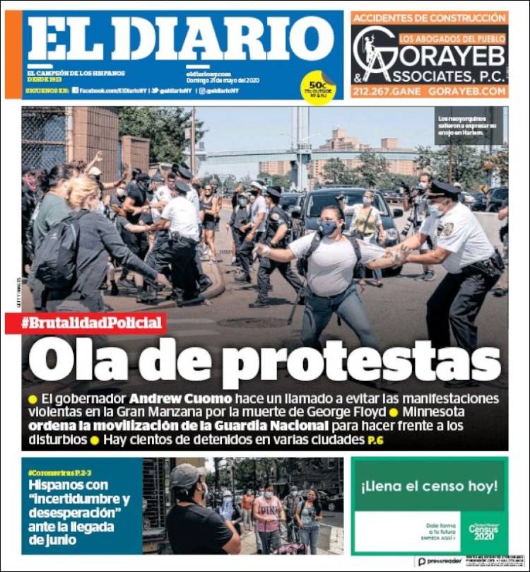 Portada de El Diario NY (USA)