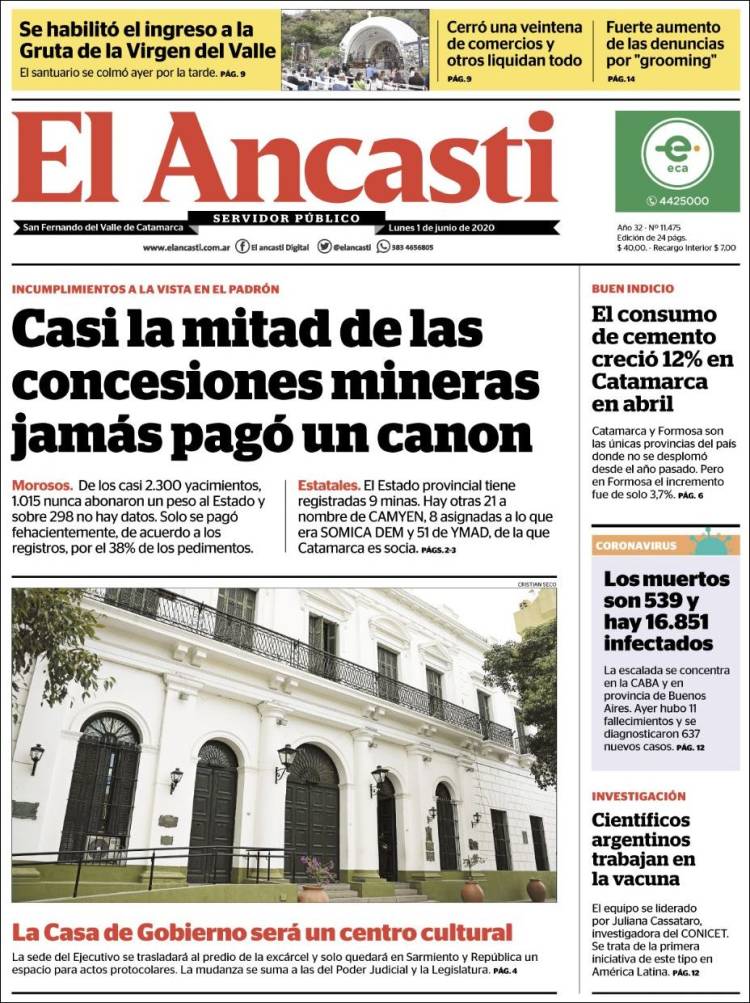 Portada de El Ancasti (Argentina)