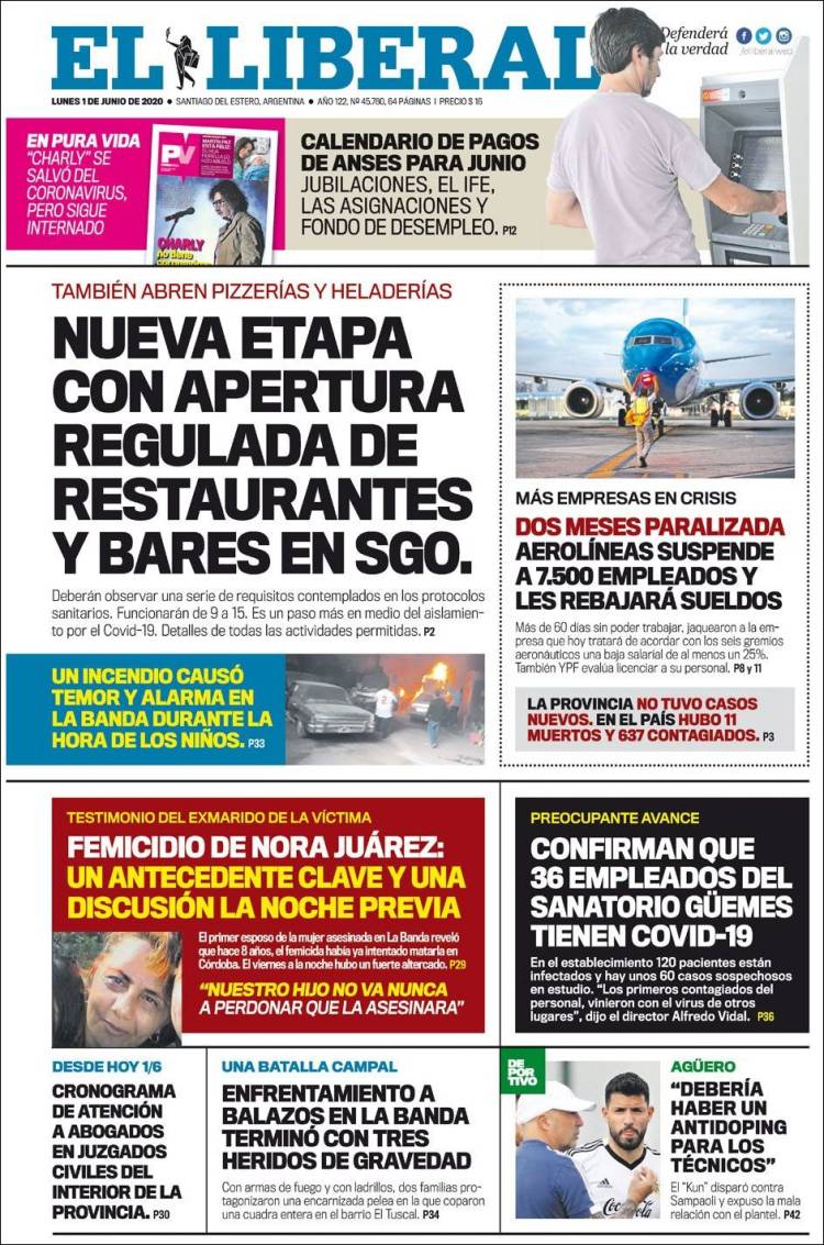 Portada de Diario El Liberal (Argentina)