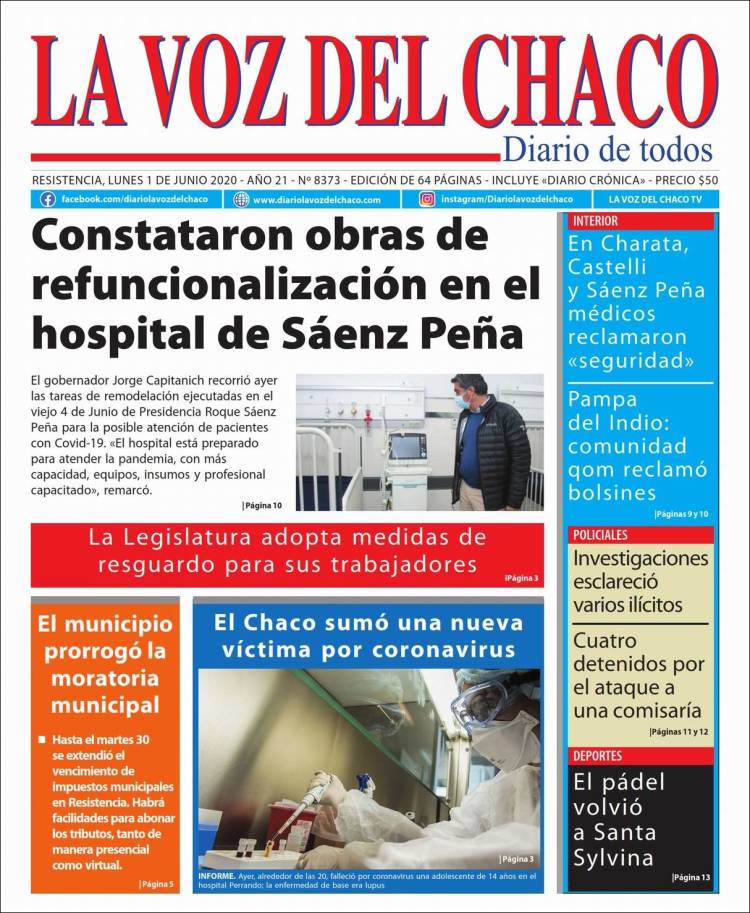 Portada de La Voz del Chaco (Argentina)