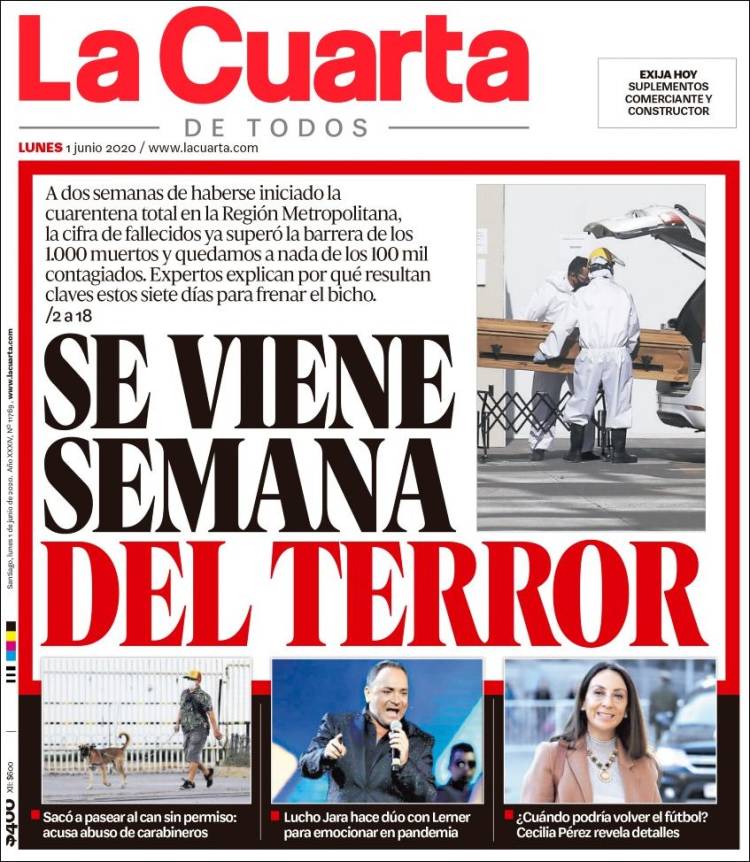 Portada de La Cuarta (Chile)